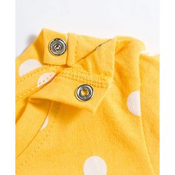 Babyhug Cotton Knit Full Sleeves T-Shirt & Pyjama Co-ord Night Suit With Polka Dot Print - Yellow
