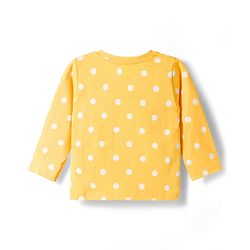 Babyhug Cotton Knit Full Sleeves T-Shirt & Pyjama Co-ord Night Suit With Polka Dot Print - Yellow