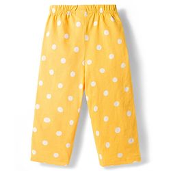 Babyhug Cotton Knit Full Sleeves T-Shirt & Pyjama Co-ord Night Suit With Polka Dot Print - Yellow