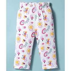 Babyhug Cotton Knit Full Sleeves T-Shirt & Pyjama Co-ord Night Suit With Ladybug & Caterpillar Print - White