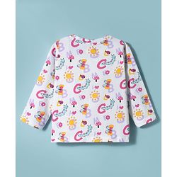 Babyhug Cotton Knit Full Sleeves T-Shirt & Pyjama Co-ord Night Suit With Ladybug & Caterpillar Print - White