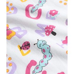 Babyhug Cotton Knit Full Sleeves T-Shirt & Pyjama Co-ord Night Suit With Ladybug & Caterpillar Print - White