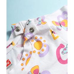 Babyhug Cotton Knit Full Sleeves T-Shirt & Pyjama Co-ord Night Suit With Ladybug & Caterpillar Print - White