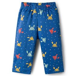 Babyhug Cotton Knit Full Sleeves T-Shirt & Pyjama Co-ord Night Suit With Crab Print - Navy Blue