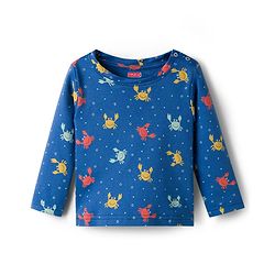 Babyhug Cotton Knit Full Sleeves T-Shirt & Pyjama Co-ord Night Suit With Crab Print - Navy Blue