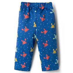 Babyhug Cotton Knit Full Sleeves T-Shirt & Pyjama Co-ord Night Suit With Crab Print - Navy Blue
