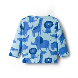 Babyhug Cotton Knit Full Sleeves T-Shirt & Pyjama Co-ord Night Suit With Animal Print - Blue