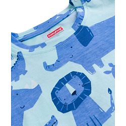 Babyhug Cotton Knit Full Sleeves T-Shirt & Pyjama Co-ord Night Suit With Animal Print - Blue