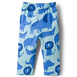 Babyhug Cotton Knit Full Sleeves T-Shirt & Pyjama Co-ord Night Suit With Animal Print - Blue
