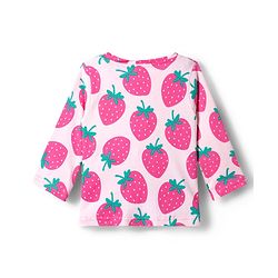 Babyhug Cotton Knit Full Sleeves T-Shirt & Pyjama Co-ord Night Suit With Strawberry Print - Pink