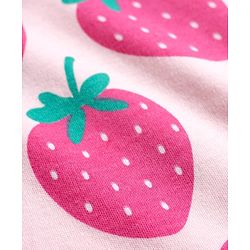 Babyhug Cotton Knit Full Sleeves T-Shirt & Pyjama Co-ord Night Suit With Strawberry Print - Pink