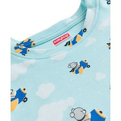 Babyhug Cotton Knit Full Sleeves T-Shirt & Pyjama Co-ord Night Suit With Teddy Bear Print - Aqua