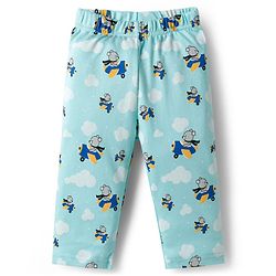 Babyhug Cotton Knit Full Sleeves T-Shirt & Pyjama Co-ord Night Suit With Teddy Bear Print - Aqua