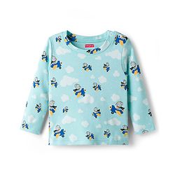Babyhug Cotton Knit Full Sleeves T-Shirt & Pyjama Co-ord Night Suit With Teddy Bear Print - Aqua