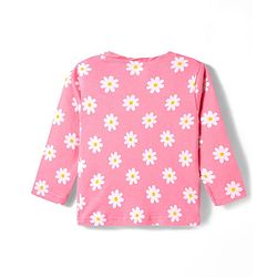 Babyhug Cotton Knit Full Sleeves T-Shirt & Pyjama Co-ord Night Suit With Floral Print - Pink
