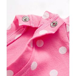 Babyhug Cotton Knit Full Sleeves T-Shirt & Pyjama Co-ord Night Suit With Polka Dot Print - Pink