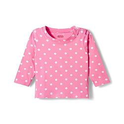 Babyhug Cotton Knit Full Sleeves T-Shirt & Pyjama Co-ord Night Suit With Polka Dot Print - Pink