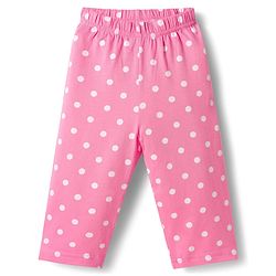 Babyhug Cotton Knit Full Sleeves T-Shirt & Pyjama Co-ord Night Suit With Polka Dot Print - Pink