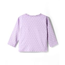 Babyhug Cotton Knit Full Sleeves T-Shirt & Pyjama Co-ord Night Suit With Polka Dot Print - Lilac