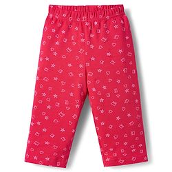 Babyhug Cotton Knit Full Sleeves T-Shirt & Pyjama Co-ord Night Suit With Shapes Print - Red