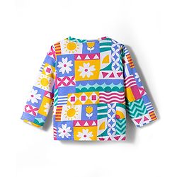 Babyhug Cotton Knit Full Sleeves Printed T-Shirt & Pyjama Co-ord Night Suit - Multicolor
