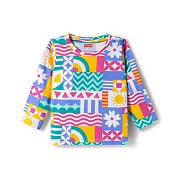 Babyhug Cotton Knit Full Sleeves Printed T-Shirt & Pyjama Co-ord Night Suit - Multicolor