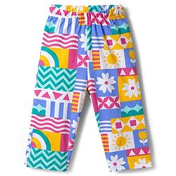 Babyhug Cotton Knit Full Sleeves Printed T-Shirt & Pyjama Co-ord Night Suit - Multicolor