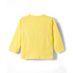 Babyhug Cotton Knit Full Sleeves T-Shirt & Pyjama Co-ord Night Suit With Polka Dot Print - Yellow