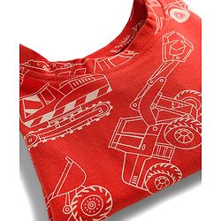 Babyhug Cotton Knit Full Sleeves Co-ords Night Suit With Vehicle Print - Red