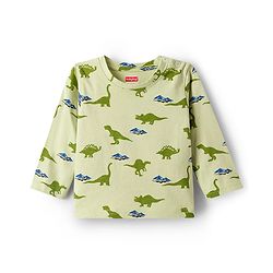 Babyhug Cotton Knit Full Sleeves Co-ords Night Suit With Dino Print - Light Green