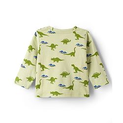 Babyhug Cotton Knit Full Sleeves Co-ords Night Suit With Dino Print - Light Green
