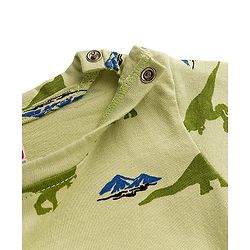 Babyhug Cotton Knit Full Sleeves Co-ords Night Suit With Dino Print - Light Green