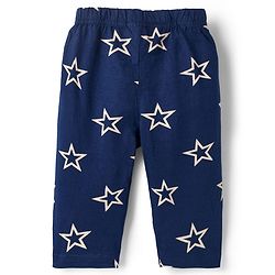 Babyhug Cotton Knit Full Sleeves Co-ords Night Suit With Star Print - Navy Blue