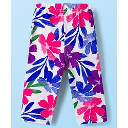 Babyhug Cotton Knit Full Sleeves Co-ords Night Suit With Floral Print - Blue