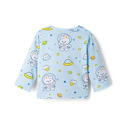 Babyhug Cotton Knit Full Sleeves Co-ords Night Suit With Bunny Print - Light Blue