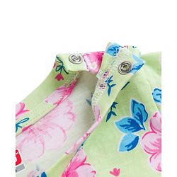 Babyhug Cotton Knit Full Sleeves T-Shirt & Pyjama Co-ord Night Suit With Floral Print - Light Green