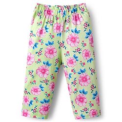 Babyhug Cotton Knit Full Sleeves T-Shirt & Pyjama Co-ord Night Suit With Floral Print - Light Green