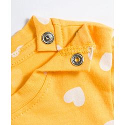 Babyhug Cotton Knit Full Sleeves T-Shirt & Pyjama Co-ord Night Suit With Heart Print - Yellow