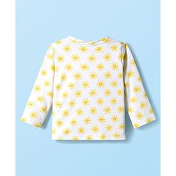 Babyhug Cotton Knit Full Sleeves T-Shirt & Pyjama Co-ord Night Suit With Sun Print - White