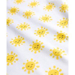 Babyhug Cotton Knit Full Sleeves T-Shirt & Pyjama Co-ord Night Suit With Sun Print - White