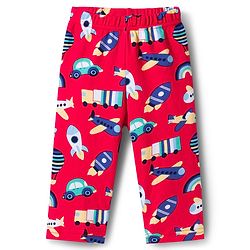 Babyhug Cotton Knit Full Sleeves T-Shirt & Pyjama Co-ord Night Suit With Vehicle Print - Red