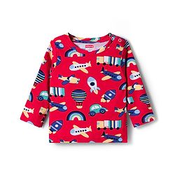 Babyhug Cotton Knit Full Sleeves T-Shirt & Pyjama Co-ord Night Suit With Vehicle Print - Red
