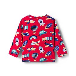 Babyhug Cotton Knit Full Sleeves T-Shirt & Pyjama Co-ord Night Suit With Vehicle Print - Red