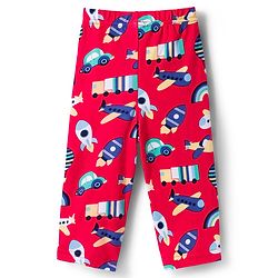 Babyhug Cotton Knit Full Sleeves T-Shirt & Pyjama Co-ord Night Suit With Vehicle Print - Red
