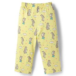 Babyhug Cotton Knit Full Sleeves T-Shirt & Pyjama Co-ord Night Suit With Animal Print - Yellow