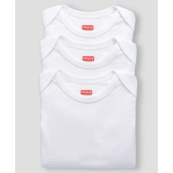 Babyhug 100% Pure Superfine Cotton Knit Half Sleeves Solid Onesies Pack of 3 - White