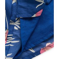 Babyhug Cotton Woven Half Sleeves Shirt Style Frock With Floral Print & Belt - Navy Blue