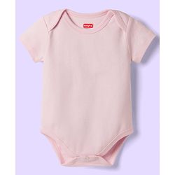 Babyhug 100% Pure Superfine Cotton Knit Half Sleeves Solid Onesies Pack of 5 - Multicolor