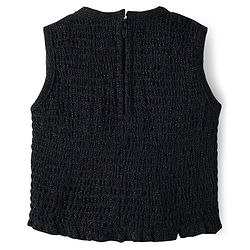 Babyhug Lace Woven Sleeveless Shimmer Party Top & Skirt Set With Floral Applique - Black & Red
