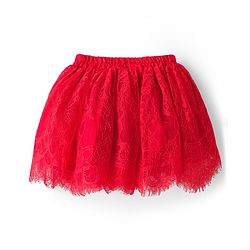 Babyhug Lace Woven Sleeveless Shimmer Party Top & Skirt Set With Floral Applique - Black & Red